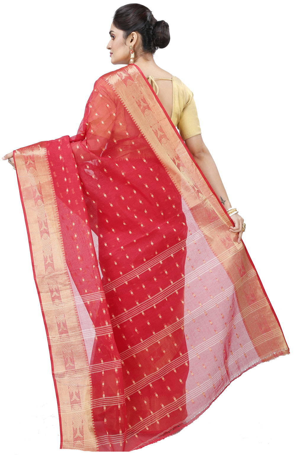 Red Pure Cotton Griva Tant Saree (918)